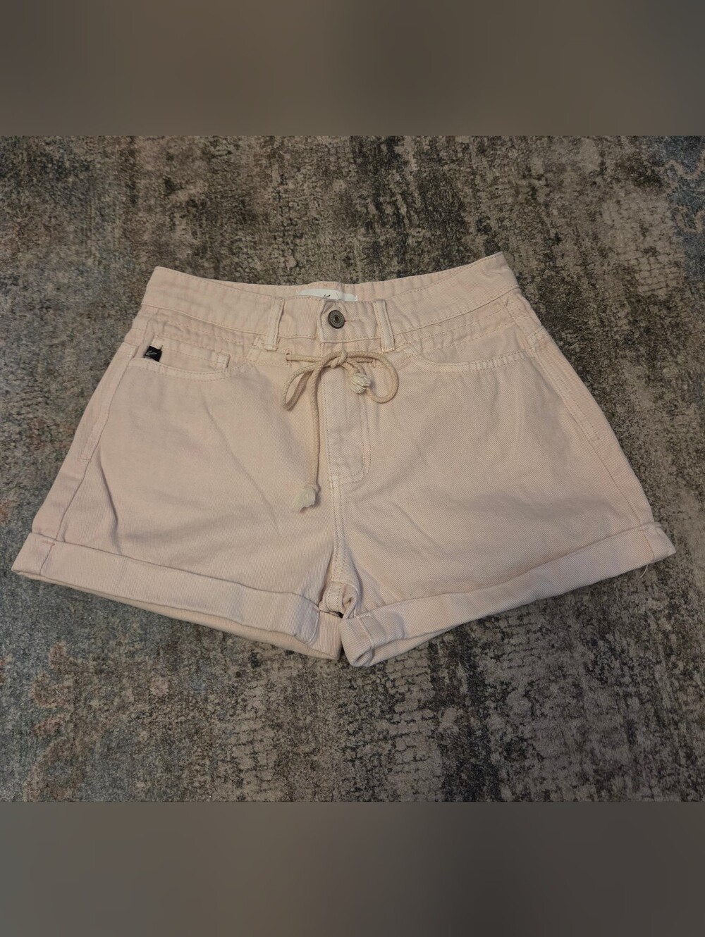 KanCan Azalea High Rise Drawstring Denim Shorts Pink Size M NWOT